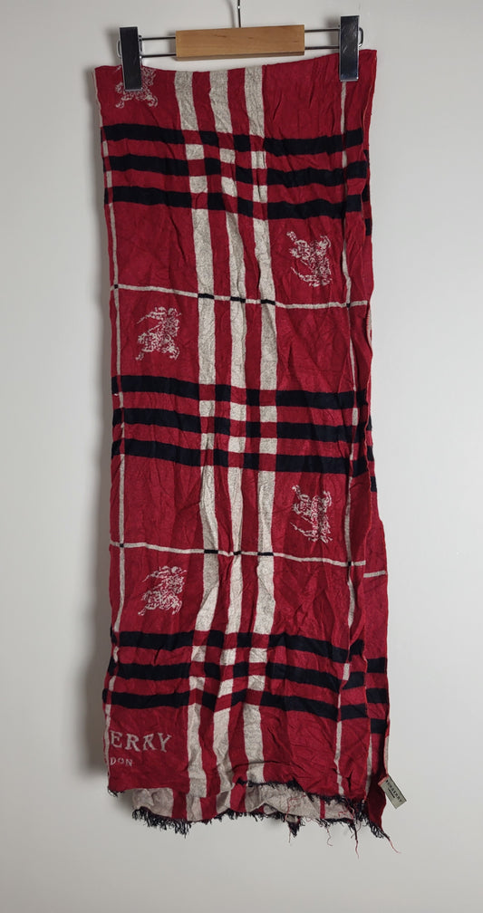 Burberry London - Schal / Tuch - Rot Tartan - Kaschmir / Seide - 160 x 60