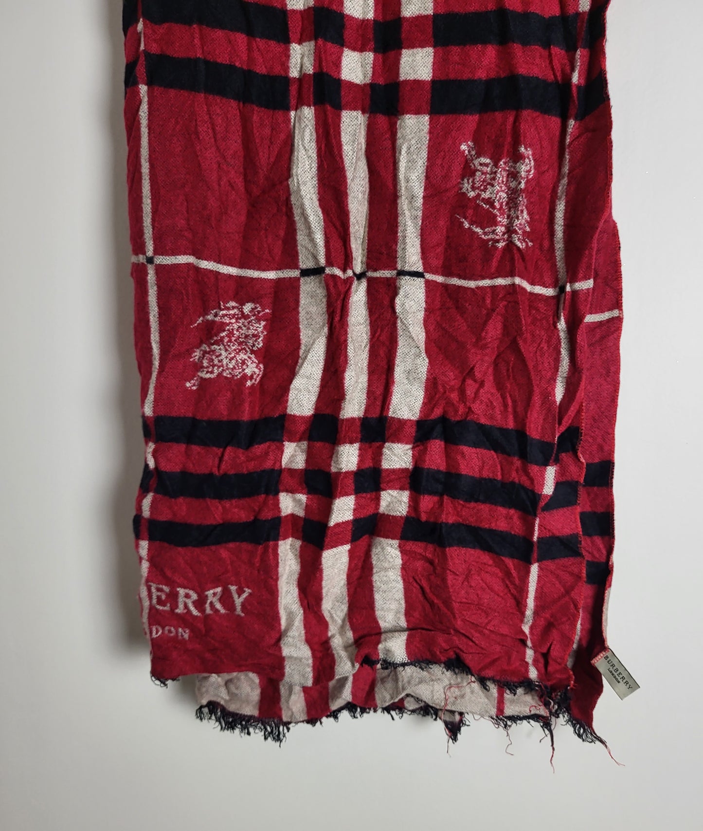 Burberry London - Schal / Tuch - Rot Tartan - Kaschmir / Seide - 160 x 60