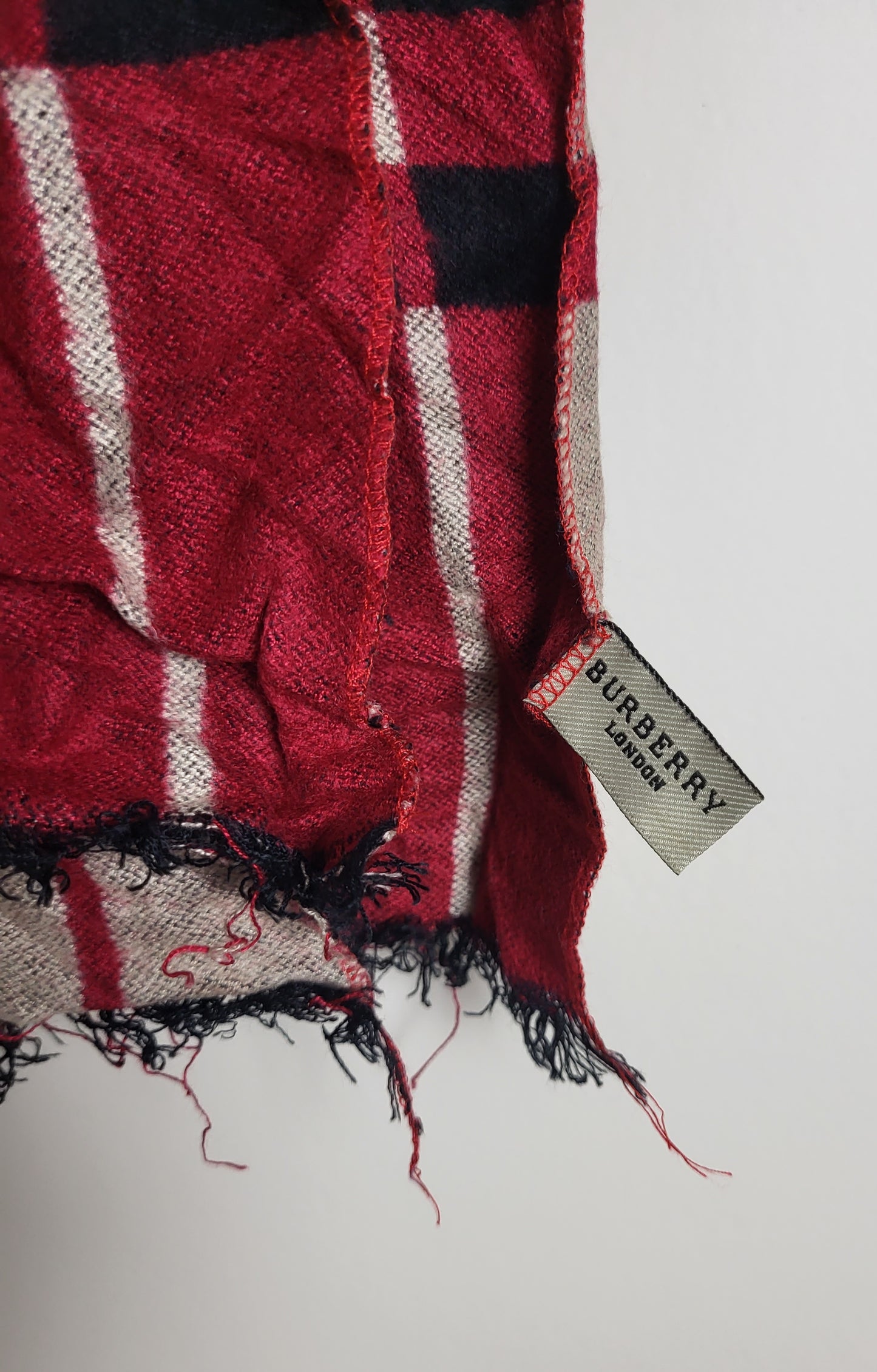 Burberry London - Schal / Tuch - Rot Tartan - Kaschmir / Seide - 160 x 60