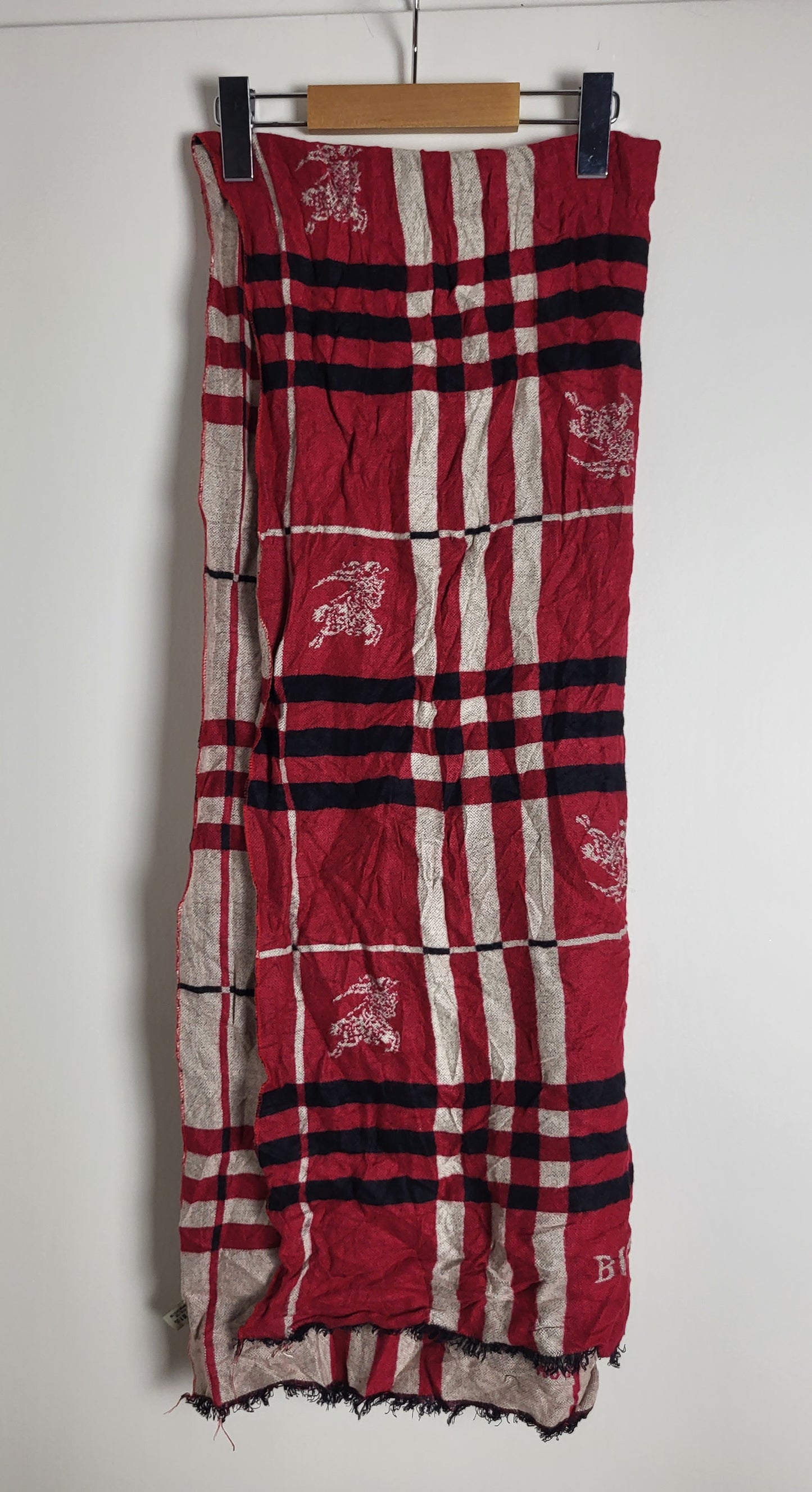 Burberry London - Schal / Tuch - Rot Tartan - Kaschmir / Seide - 160 x 60