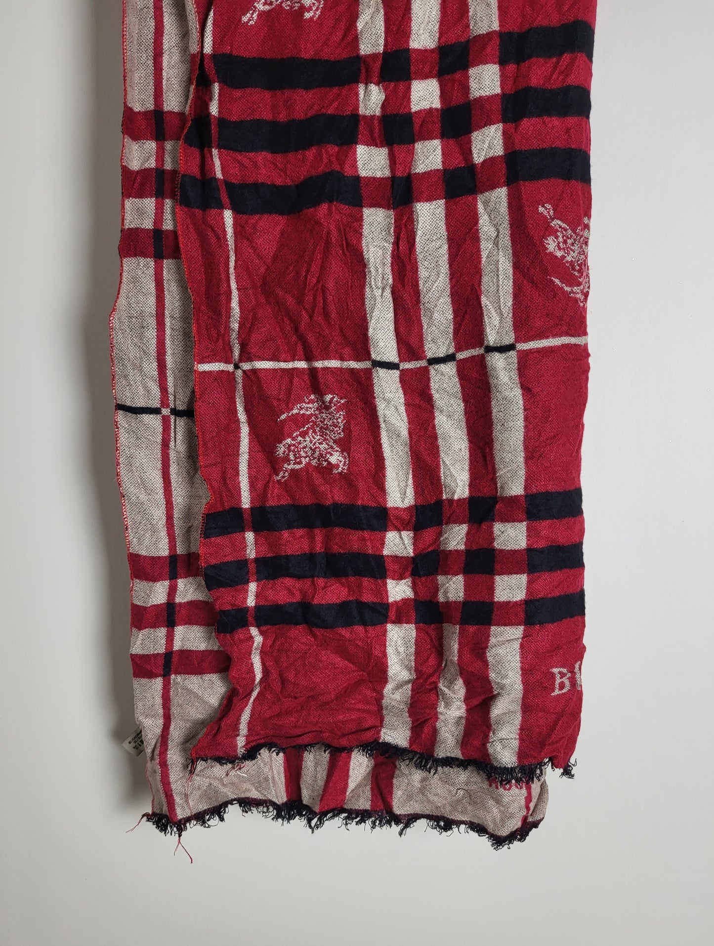 Burberry London - Schal / Tuch - Rot Tartan - Kaschmir / Seide - 160 x 60
