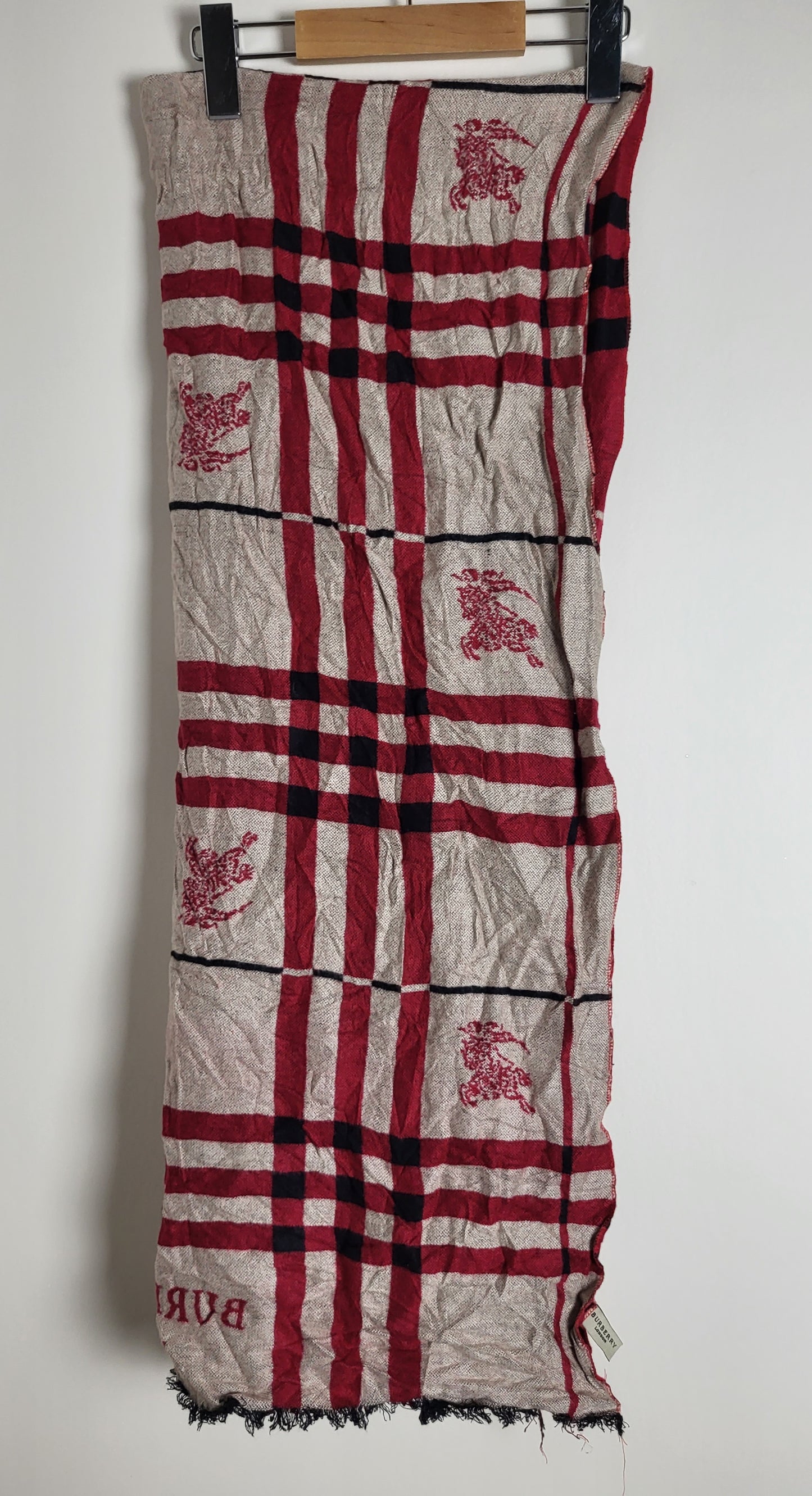 Burberry London - Schal / Tuch - Rot Tartan - Kaschmir / Seide - 160 x 60