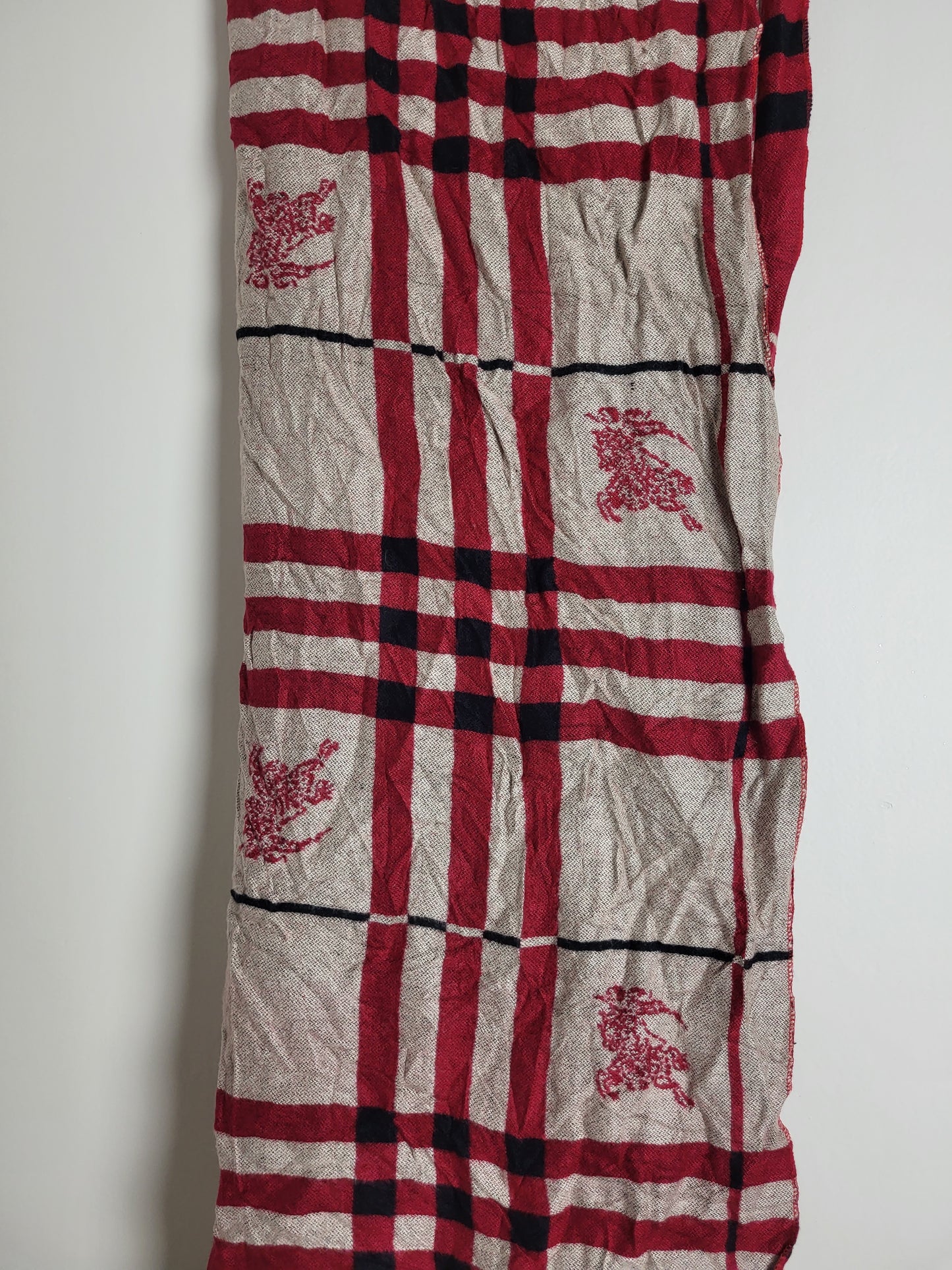 Burberry London - Schal / Tuch - Rot Tartan - Kaschmir / Seide - 160 x 60