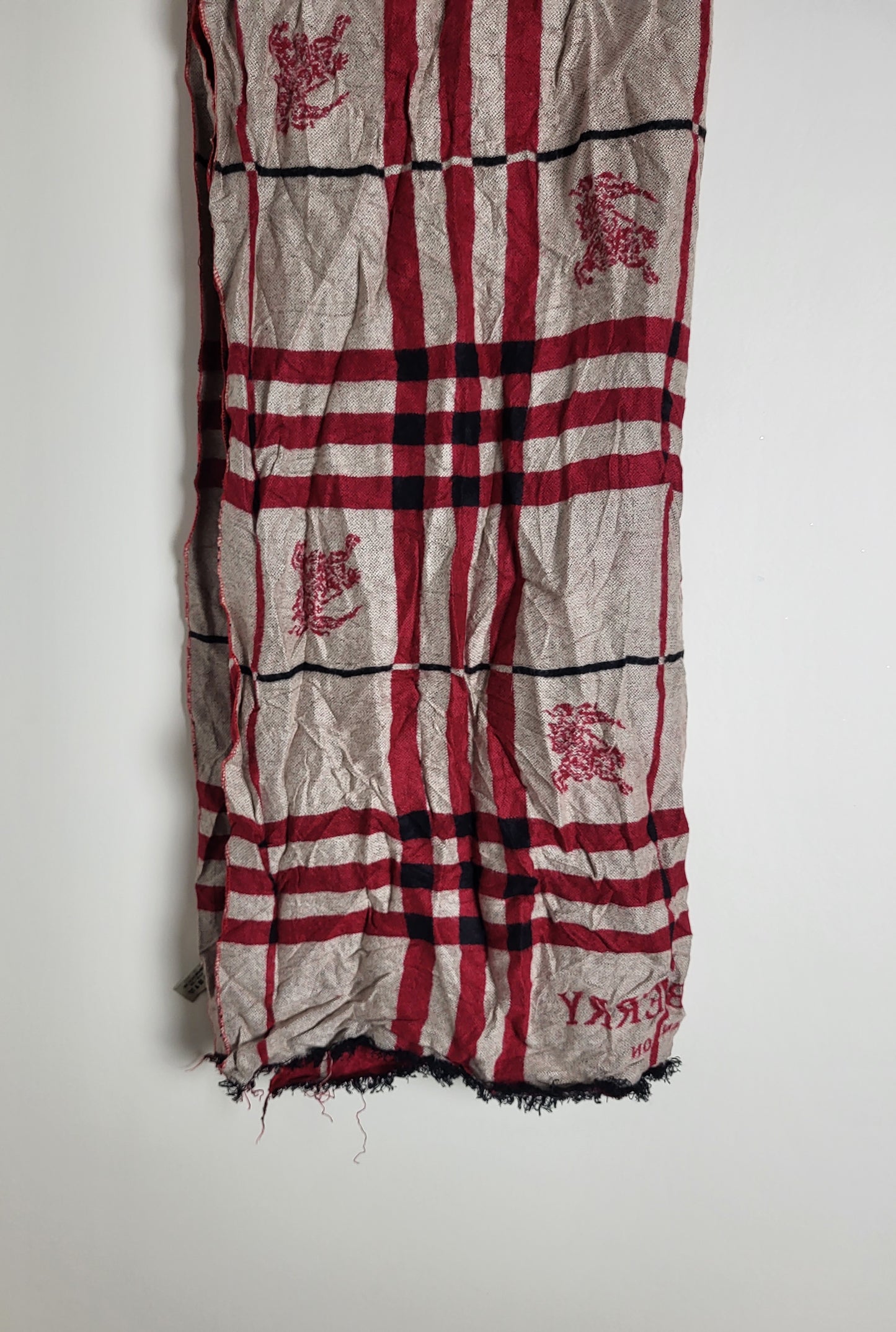 Burberry London - Schal / Tuch - Rot Tartan - Kaschmir / Seide - 160 x 60