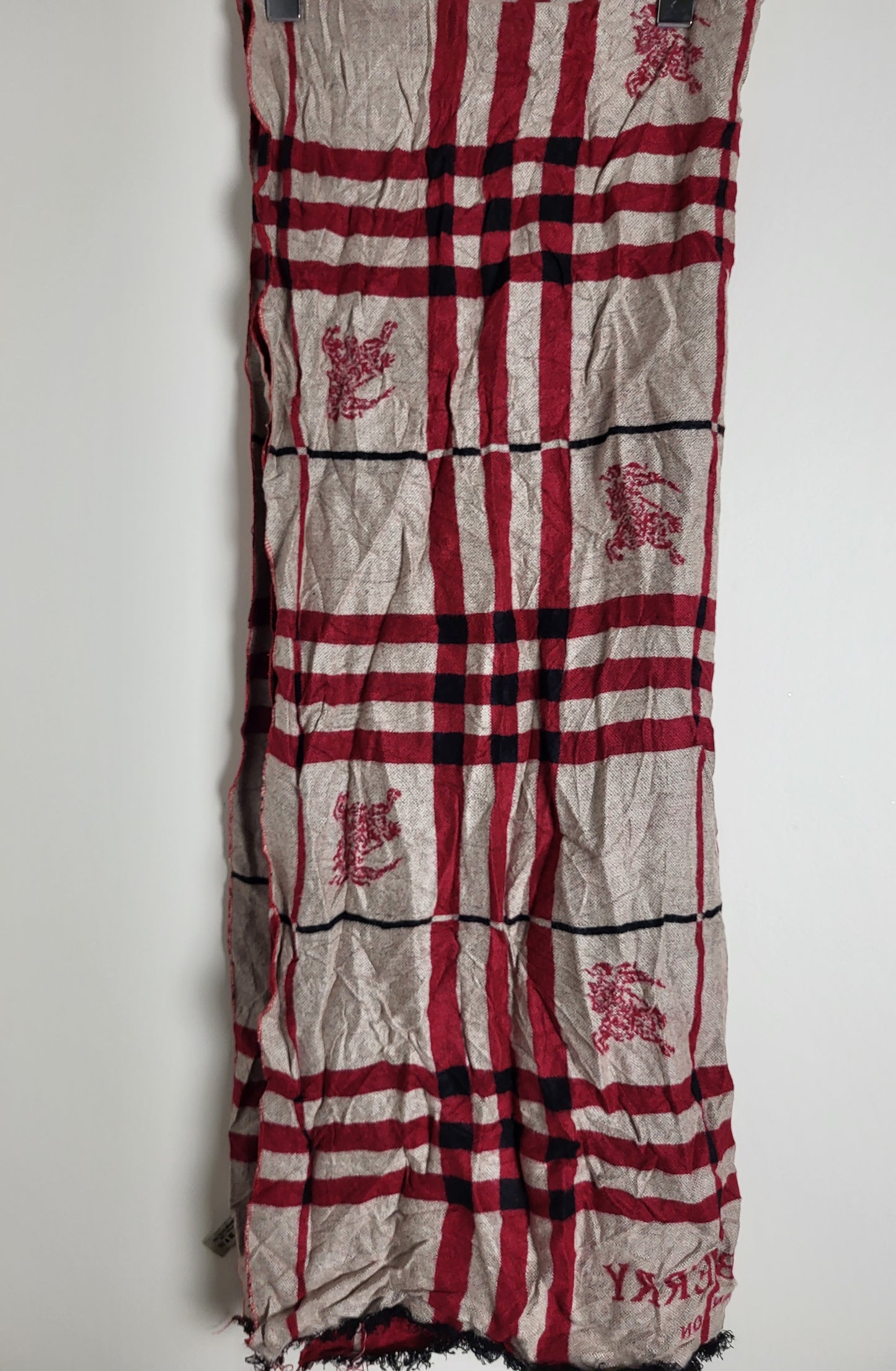 Burberry London - Schal / Tuch - Rot Tartan - Kaschmir / Seide - 160 x 60