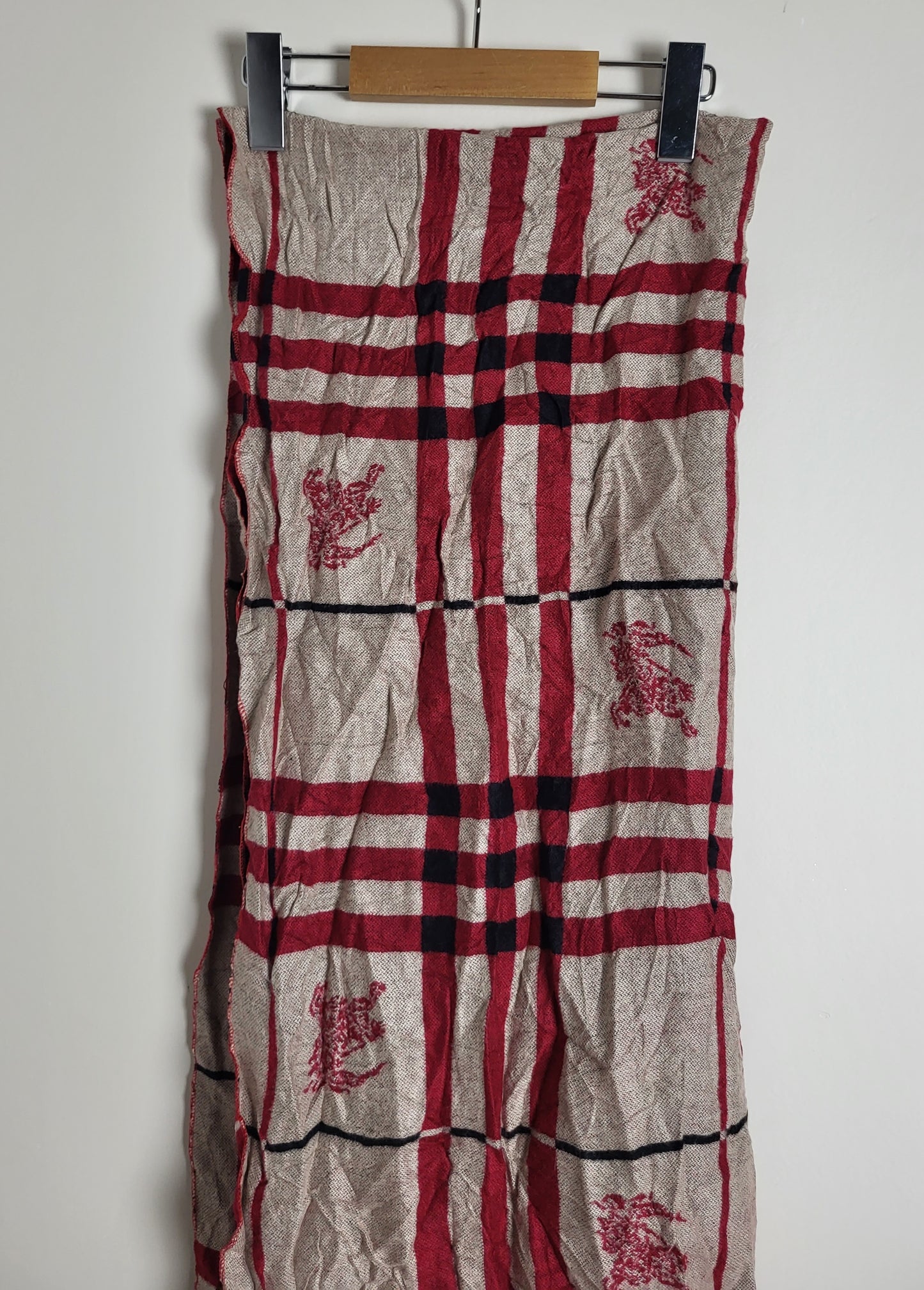 Burberry London - Schal / Tuch - Rot Tartan - Kaschmir / Seide - 160 x 60