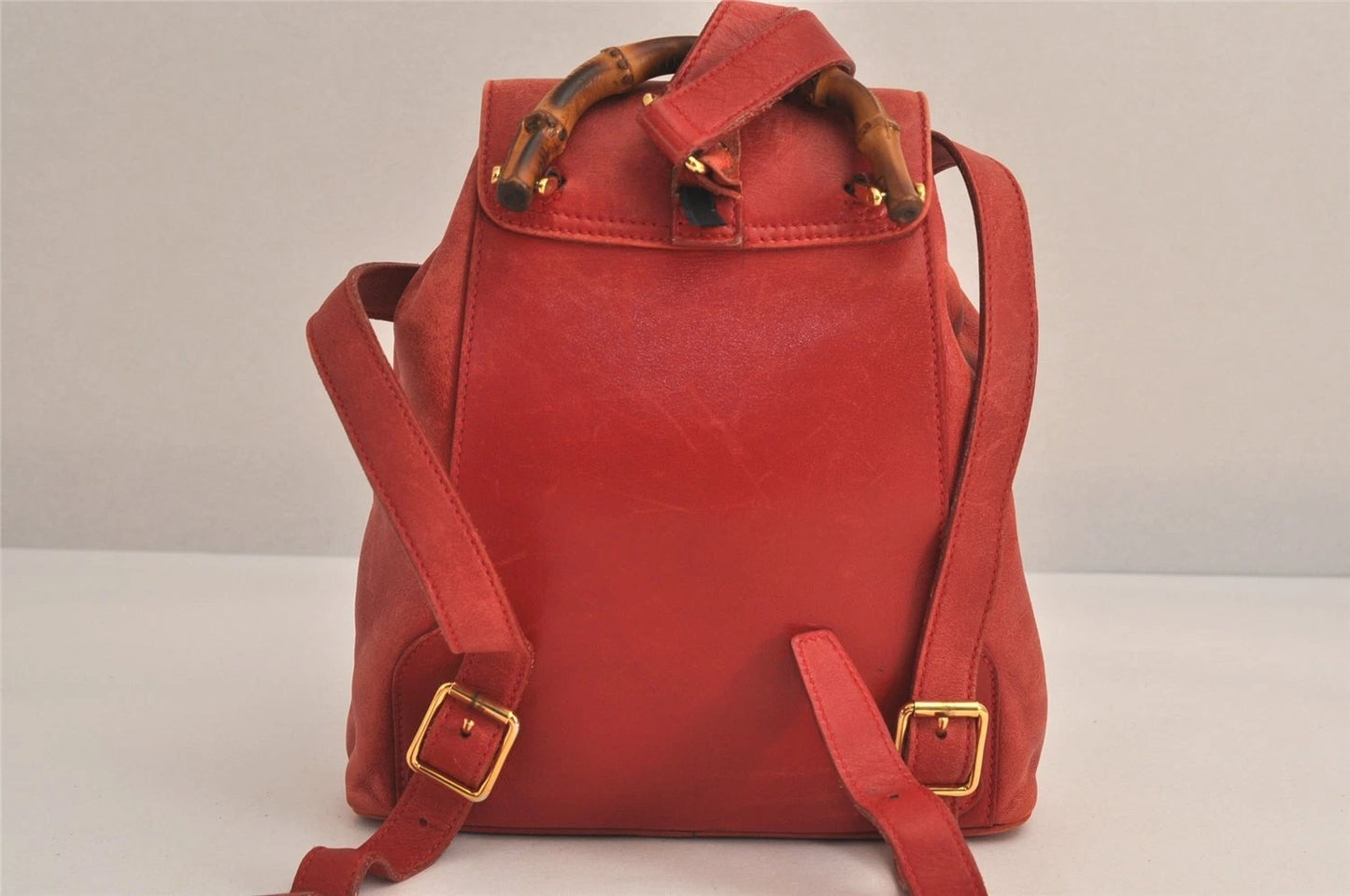 Original/Auth Gucci - Mini-Rucksack - Klassisch - Wildleder / Bambus - Rot