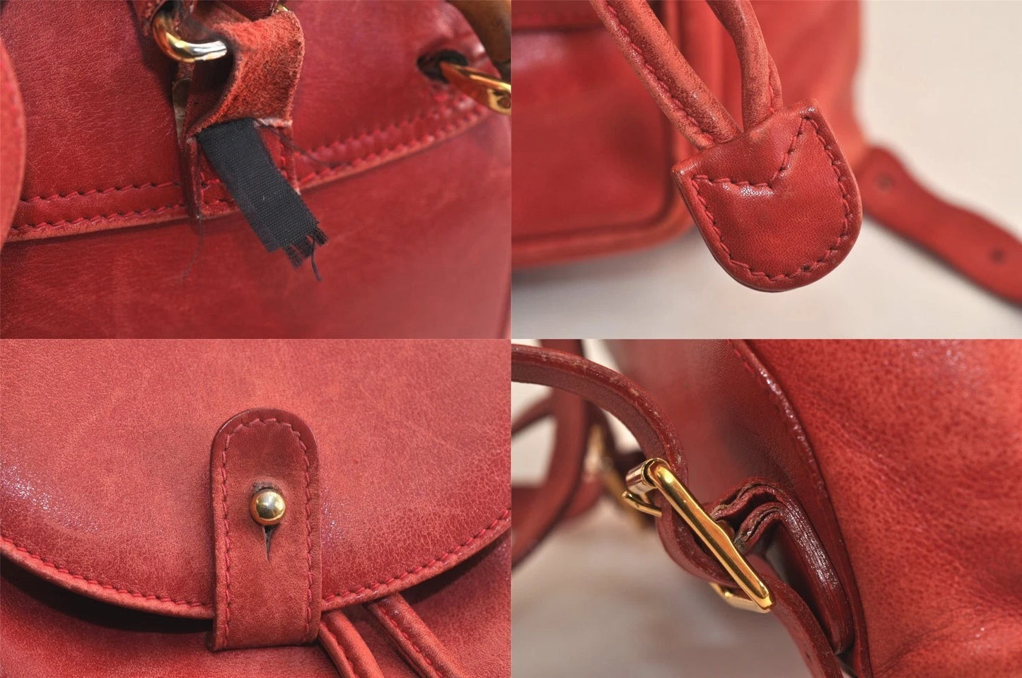 Original/Auth Gucci - Mini-Rucksack - Klassisch - Wildleder / Bambus - Rot