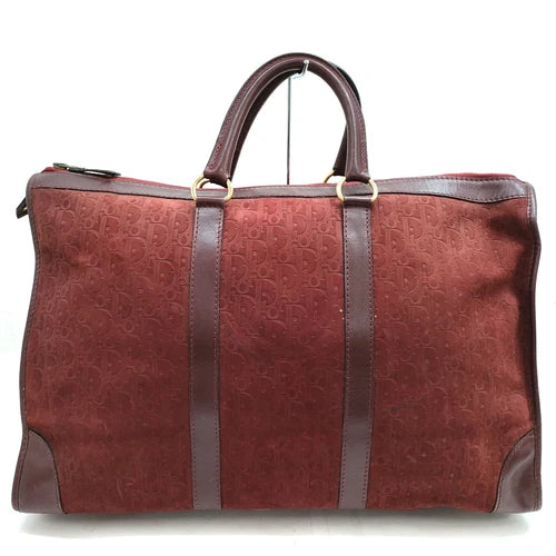 Original/Auth Christian Dior - Boston Tasche - Dior Muster - Wildleder - Bordeaux