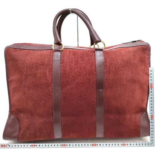 Original/Auth Christian Dior - Boston Tasche - Dior Muster - Wildleder - Bordeaux