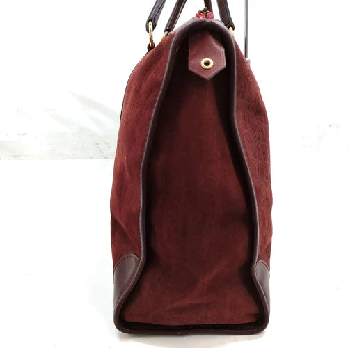 Original/Auth Christian Dior - Boston Tasche - Dior Muster - Wildleder - Bordeaux