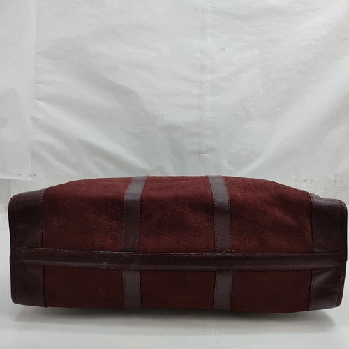 Original/Auth Christian Dior - Boston Tasche - Dior Muster - Wildleder - Bordeaux