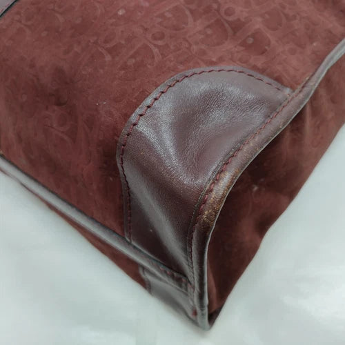 Original/Auth Christian Dior - Boston Tasche - Dior Muster - Wildleder - Bordeaux