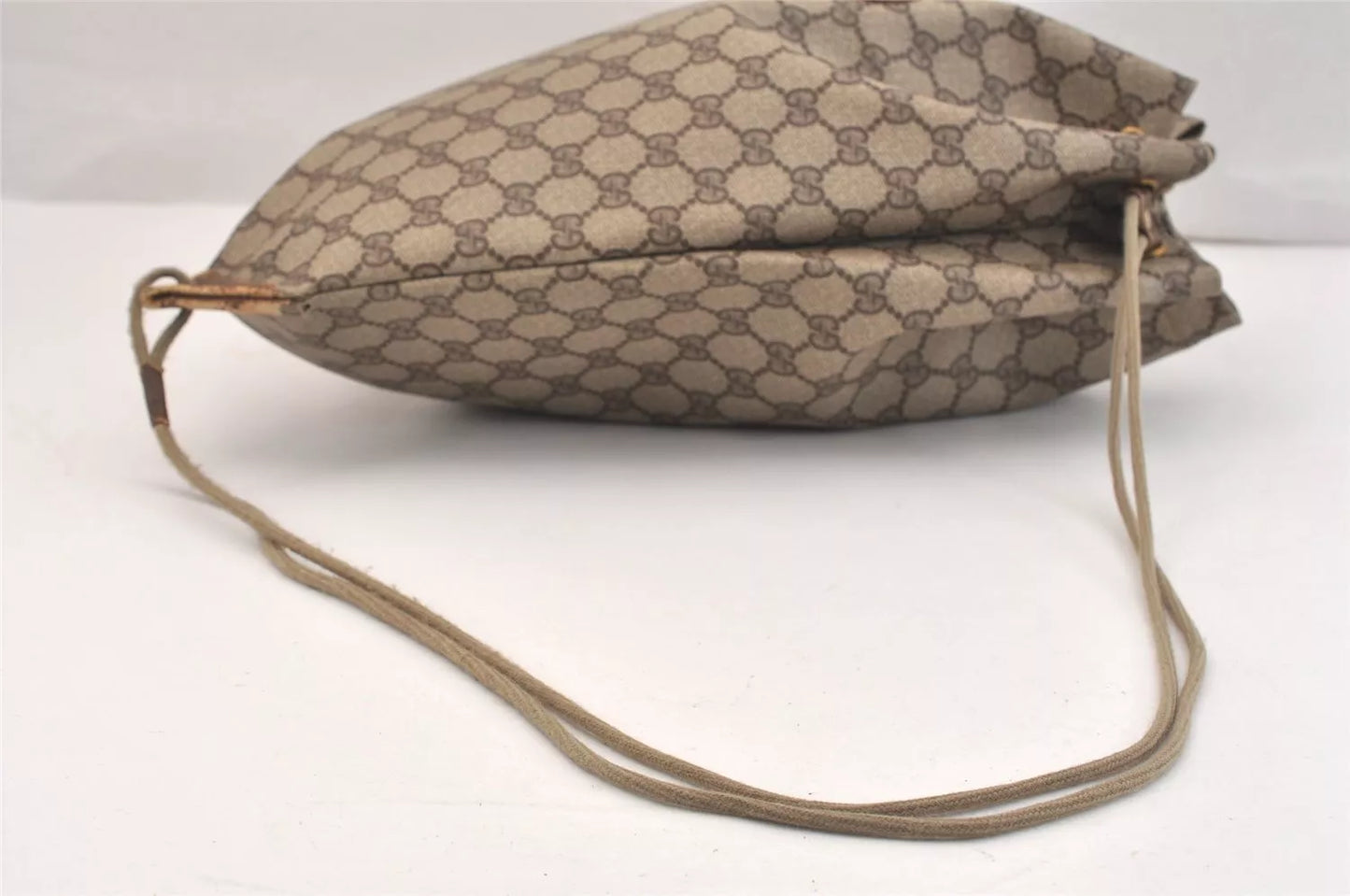 Original/Auth Gucci - Kordelzug Umhängetasche - Klassisch - GG Canvas mit Leder