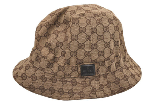 Original/Auth GUCCI - Vintage Hut / Bucket Hat - Canvas - Braun - 55 cm