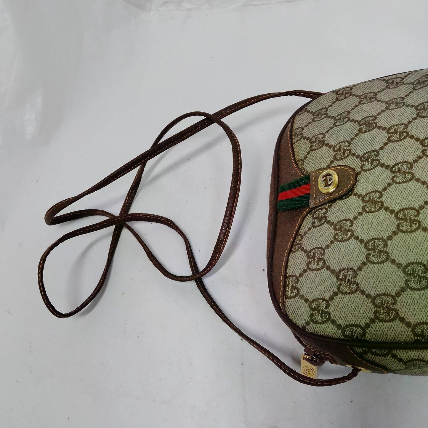 Original/Auth Gucci - Umhängetasche - Klassisch - GG Sherry Line Canvas / Leder