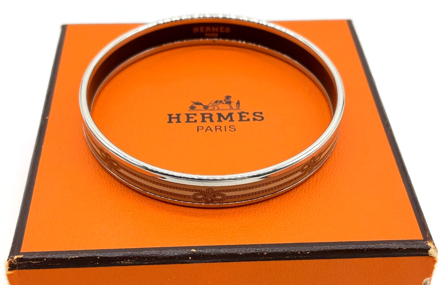 Original/Auth Hermes - Enamel Muster Armreif mit Box - 19 cm