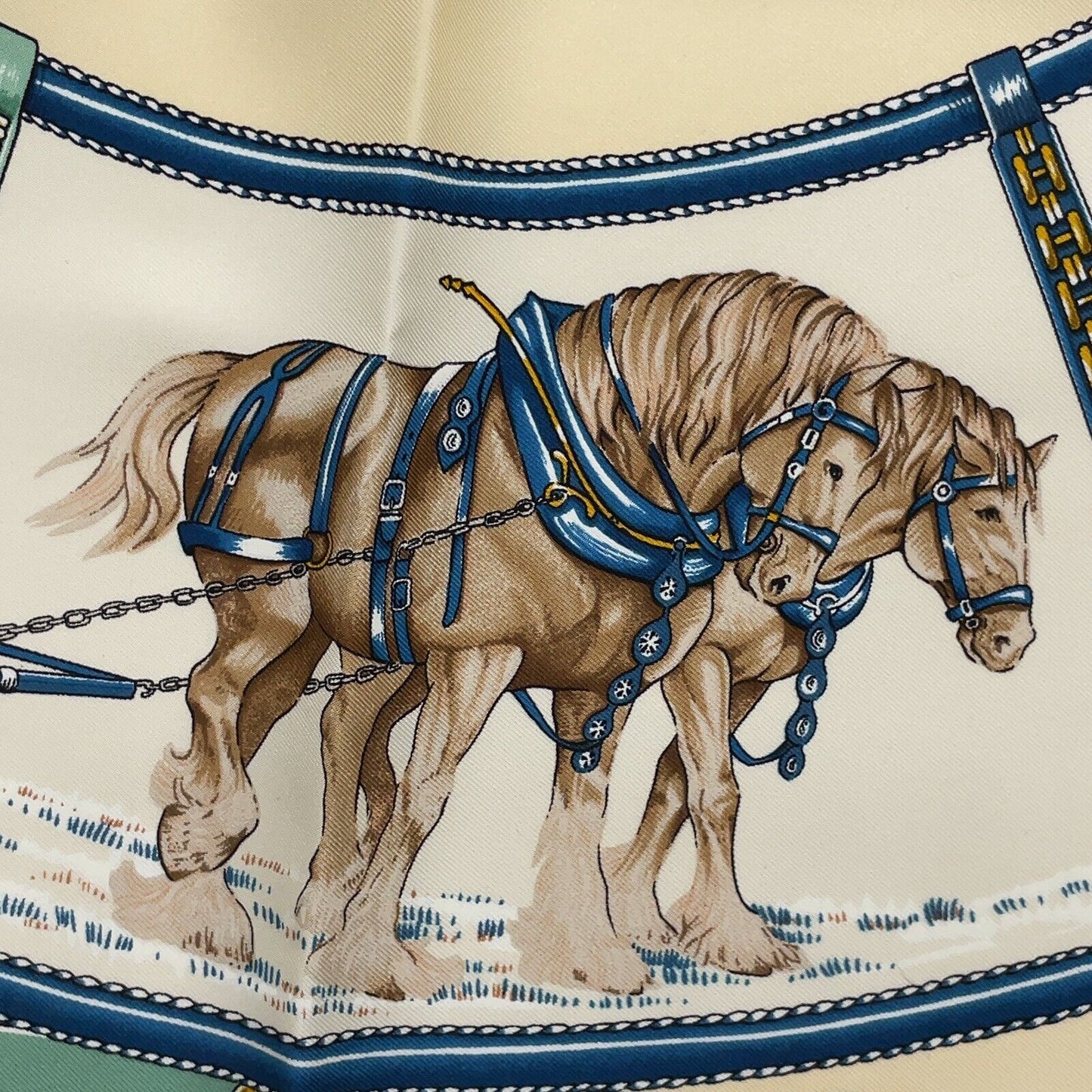 Original/Auth Hermès - Vintage Seidentuch KARE - 90 x 90 - CHEVAUX DE TRAIT
