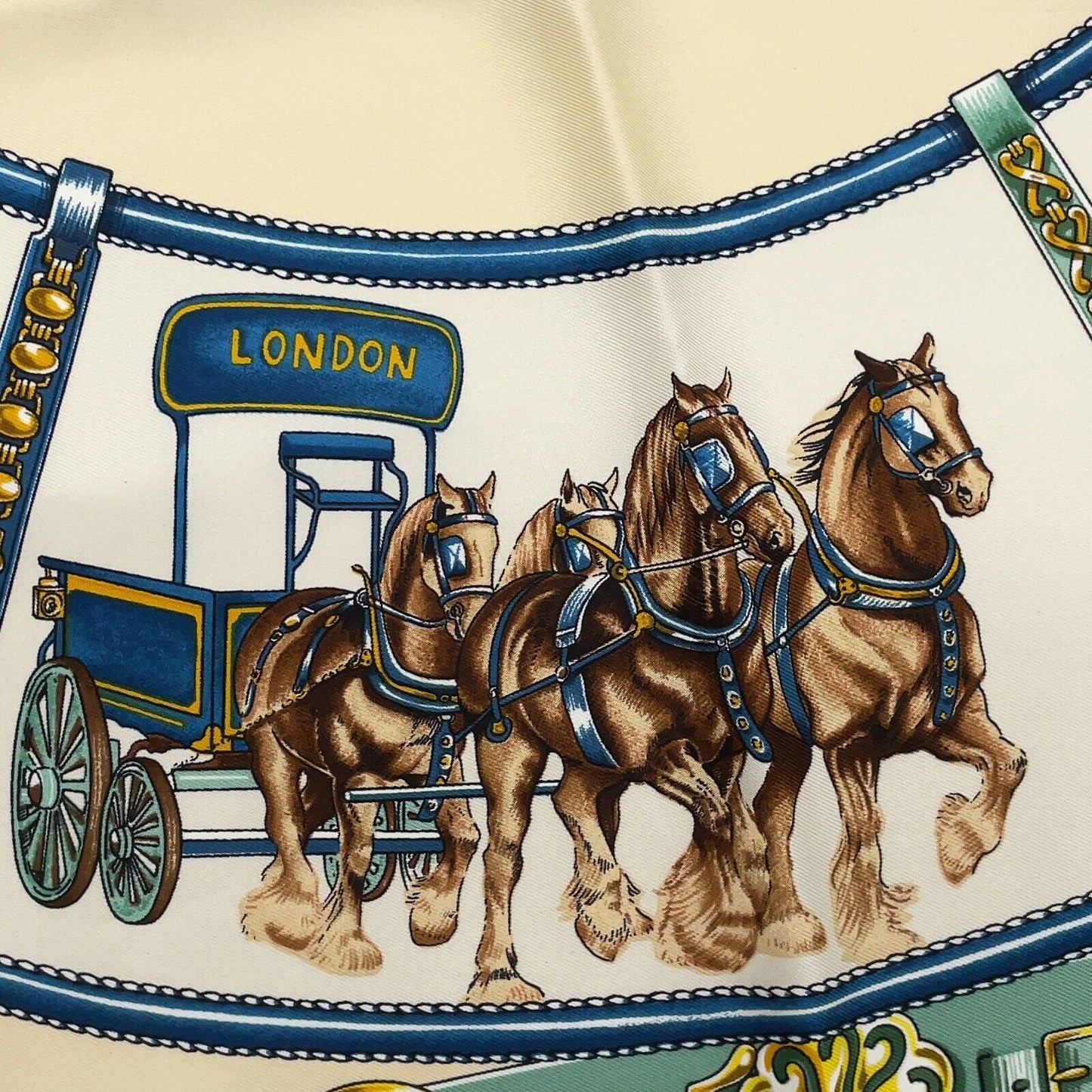 Original/Auth Hermès - Vintage Seidentuch KARE - 90 x 90 - CHEVAUX DE TRAIT