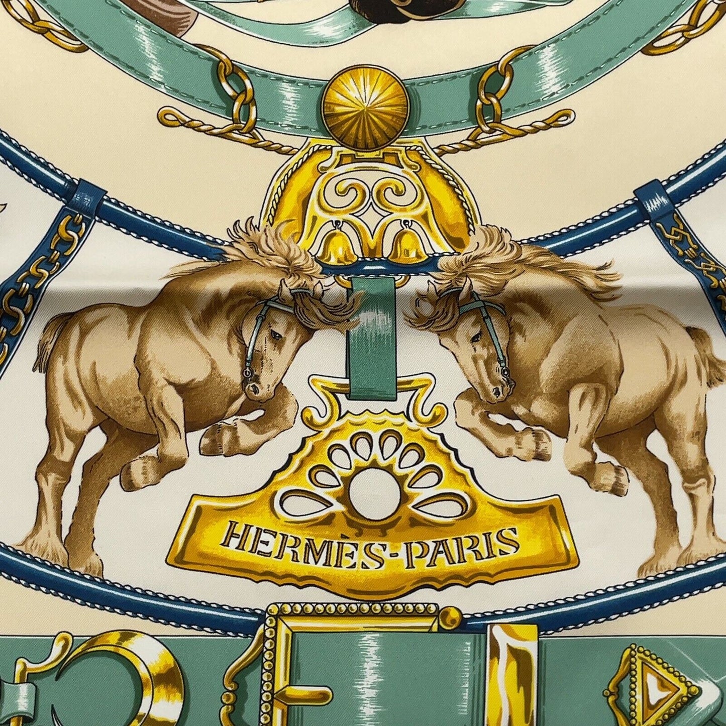 Original/Auth Hermès - Vintage Seidentuch KARE - 90 x 90 - CHEVAUX DE TRAIT
