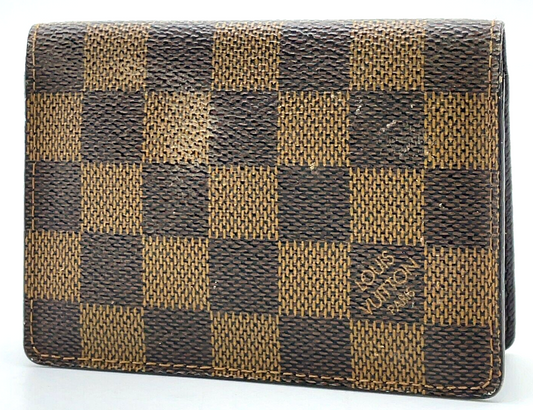 Original/Auth Louis Vuitton - 2 Karten Porte Wallet - Klassisch - Damier Ebene