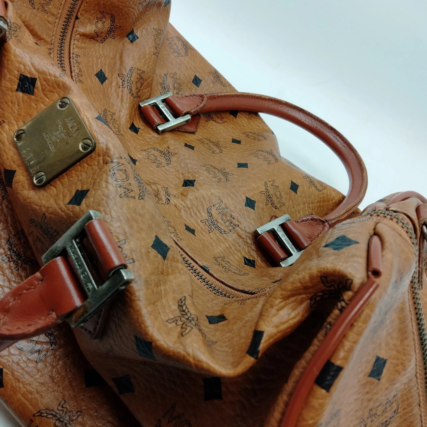 Original/Auth MCM - Vintage Boston Bag 40 - Monogramm Canvas mit Leder