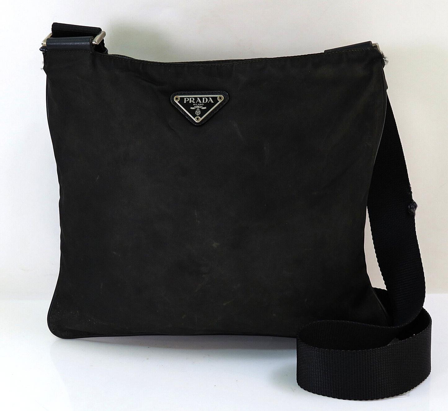 Original/Auth Prada - Tessuto Umhängetasche - Nylon / Leder - Schwarz