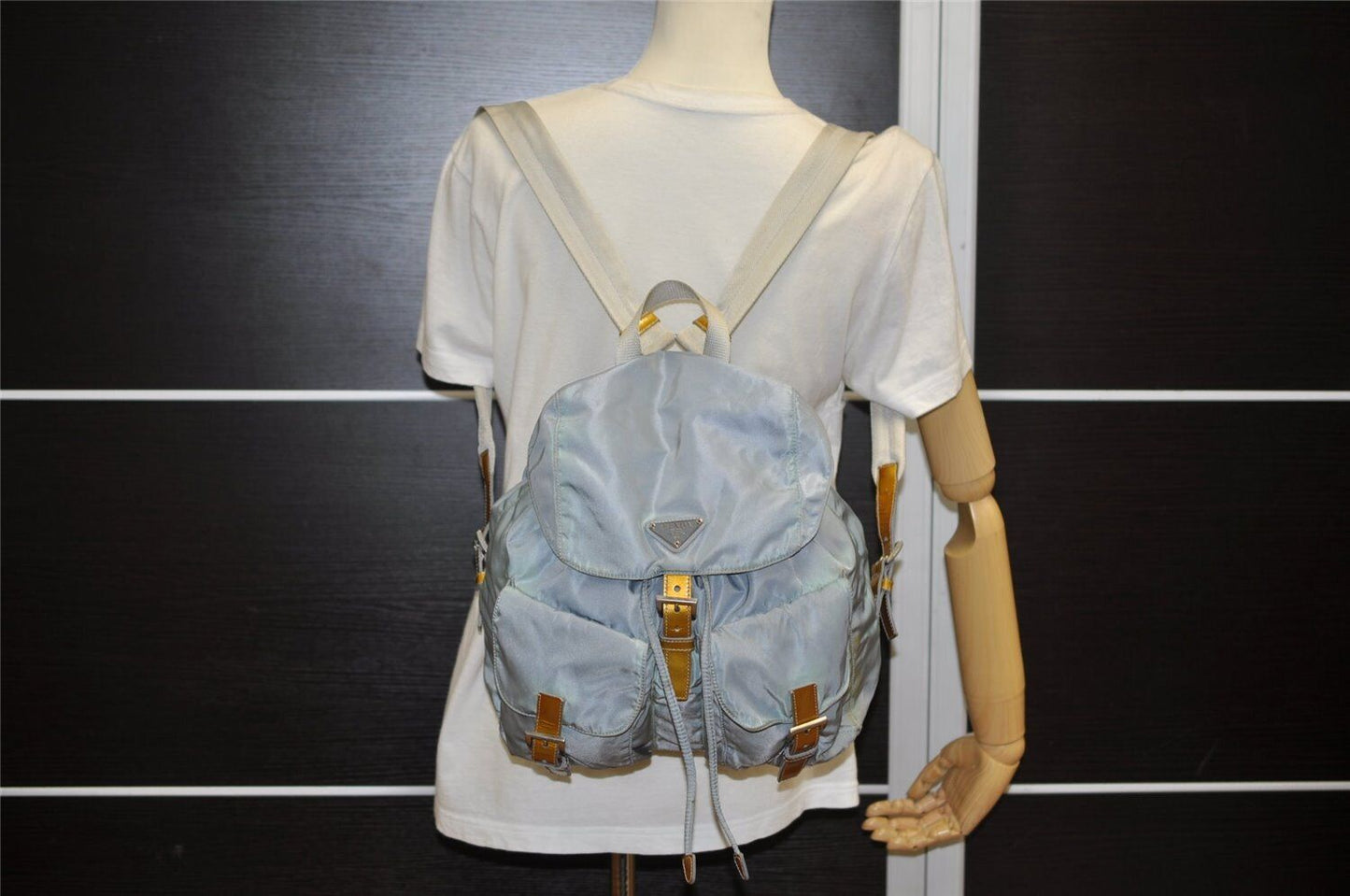 Original/Auth Prada - Tessuto Rucksack - Klassisch - Nylon - Hellblau