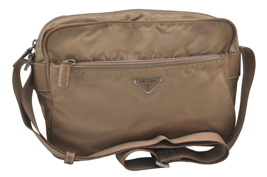 Original/Auth Prada - Tessuto Umhängetasche - Nylon / Leder - Beige