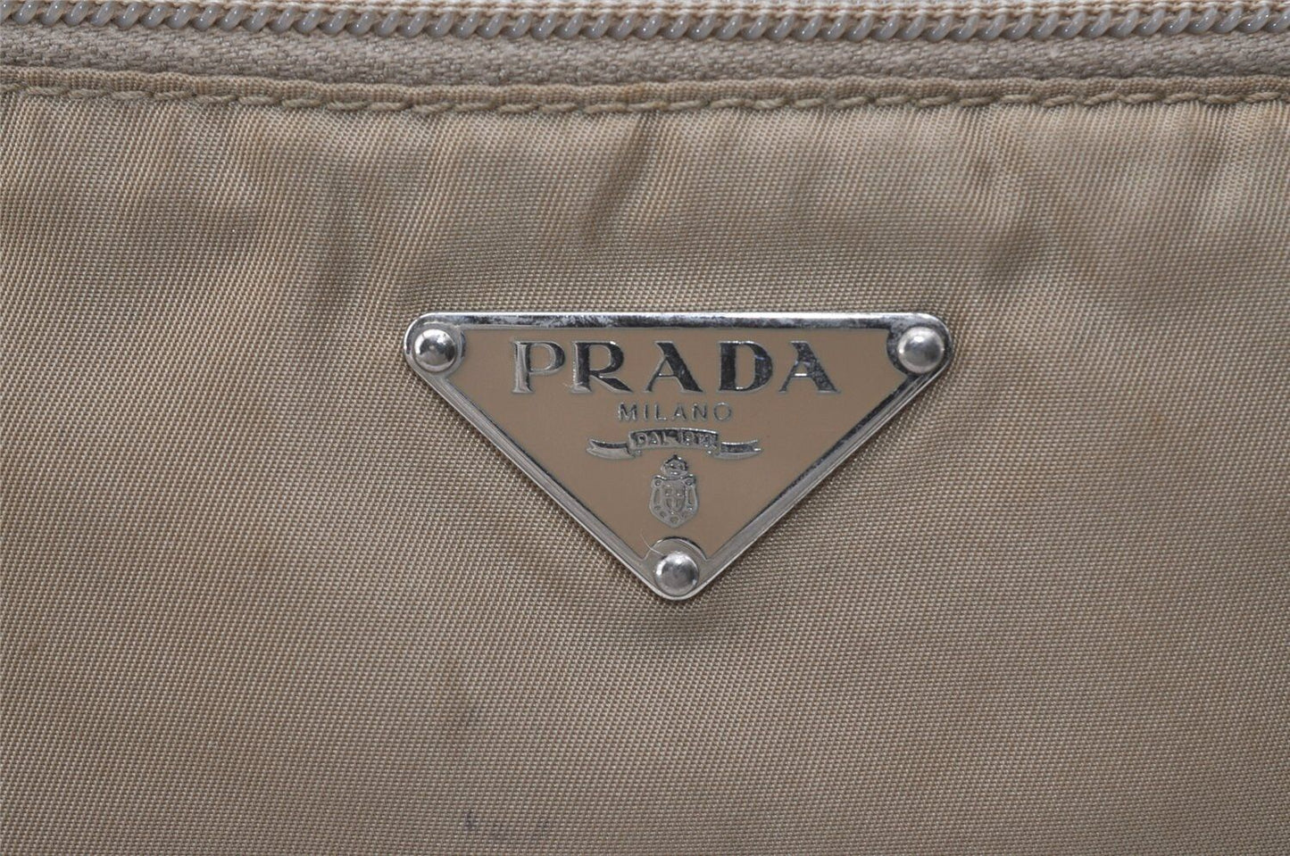 Original/Auth Prada - Tessuto Umhängetasche - Nylon / Leder - Beige