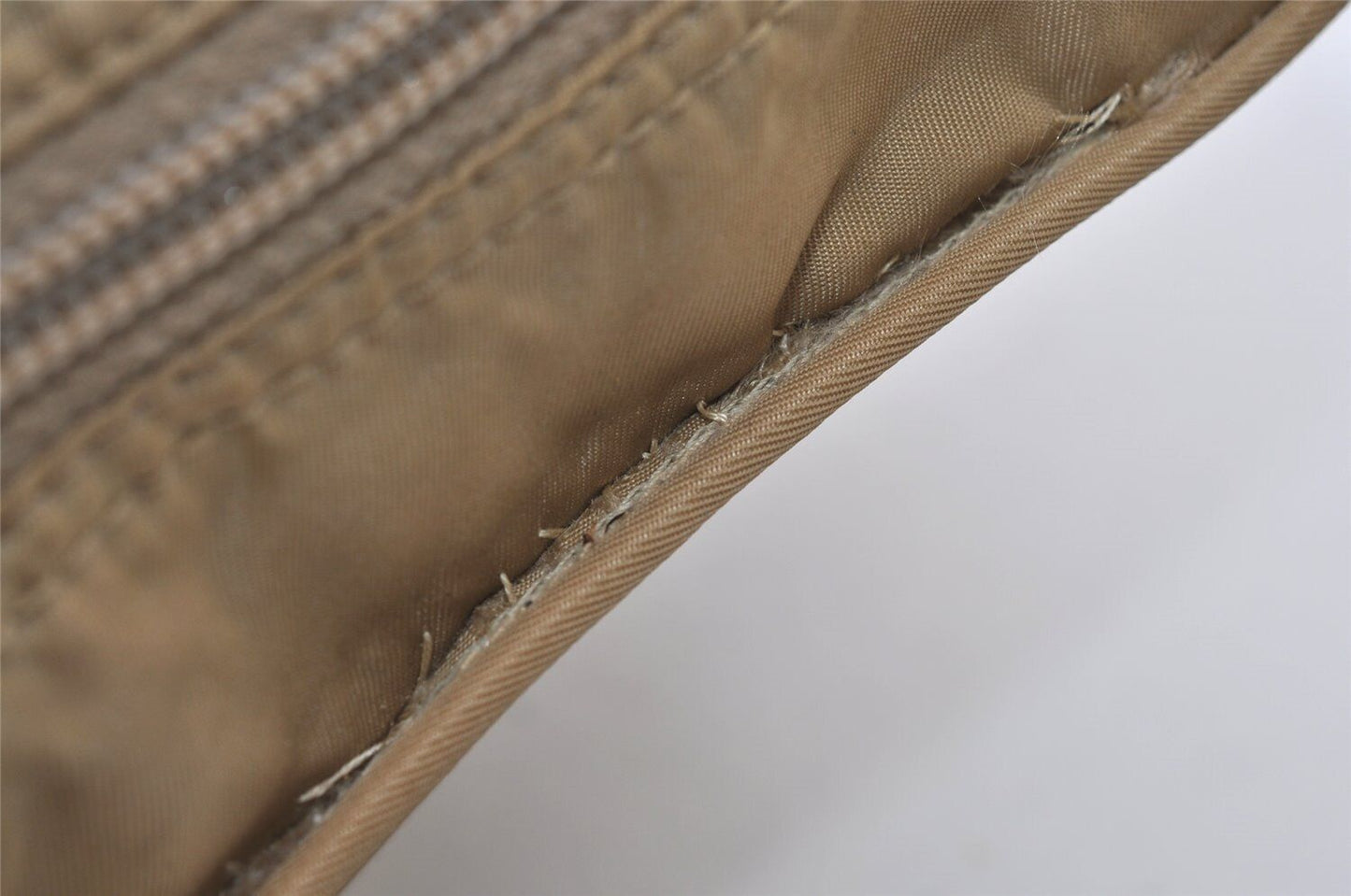 Original/Auth Prada - Tessuto Umhängetasche - Nylon / Leder - Beige