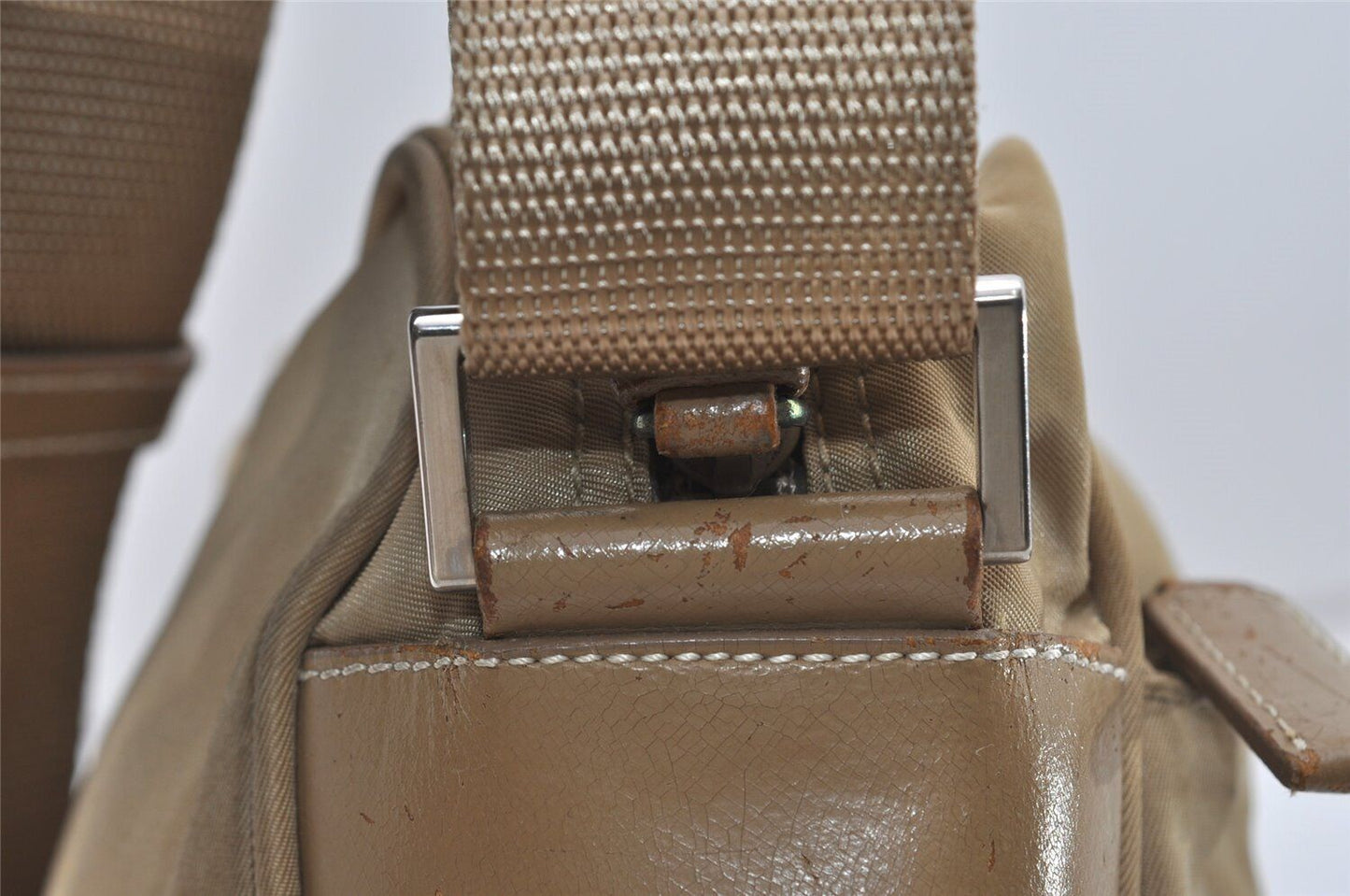 Original/Auth Prada - Tessuto Umhängetasche - Nylon / Leder - Beige