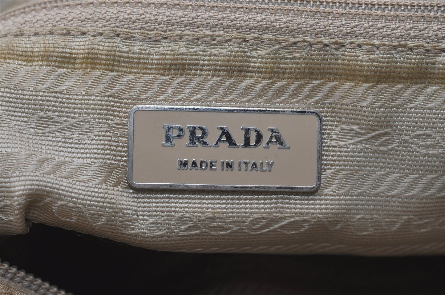 Original/Auth Prada - Tessuto Umhängetasche - Nylon / Leder - Beige