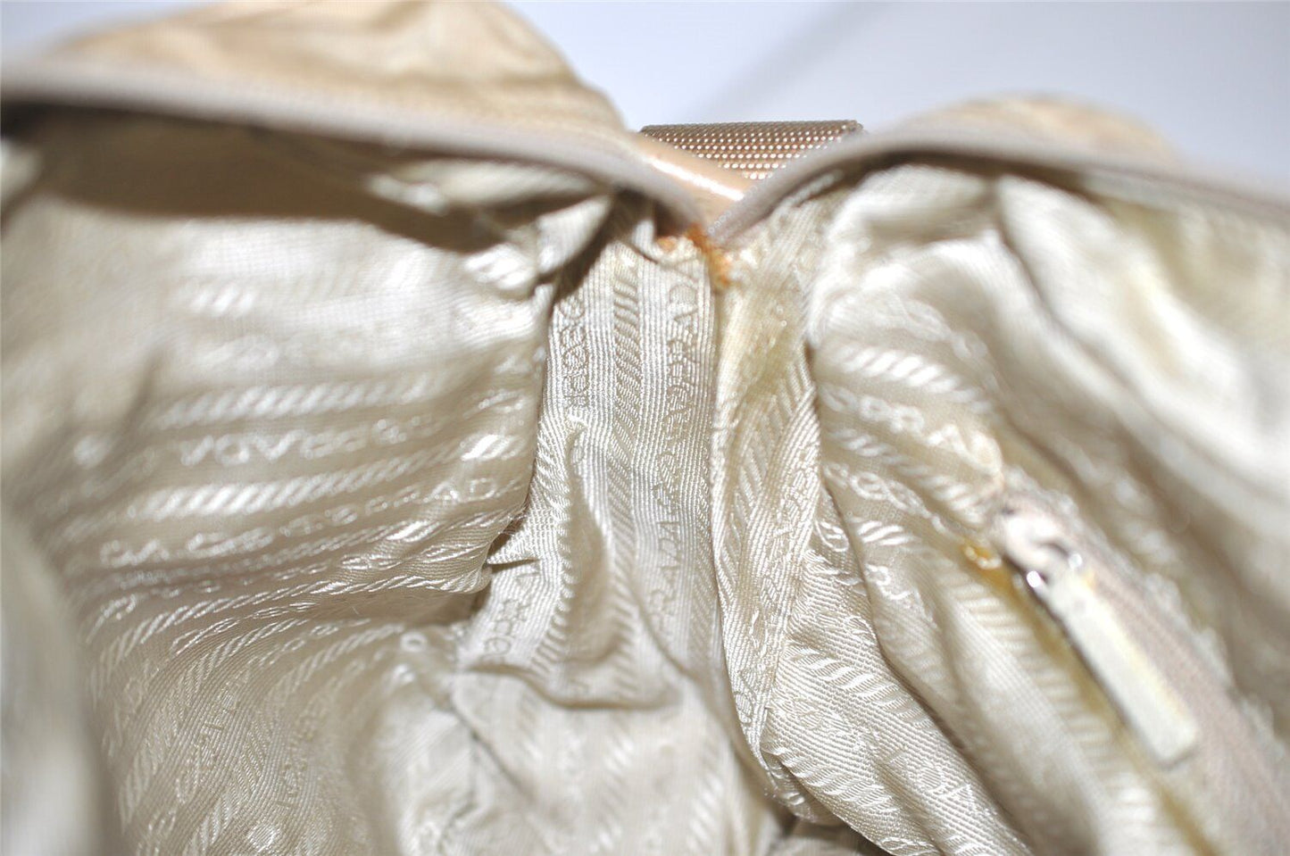 Original/Auth Prada - Tessuto Umhängetasche - Nylon / Leder - Beige