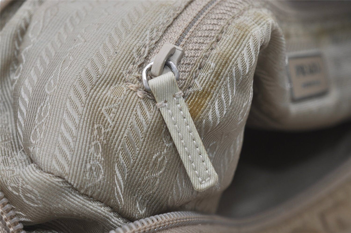 Original/Auth Prada - Tessuto Umhängetasche - Nylon / Leder - Beige