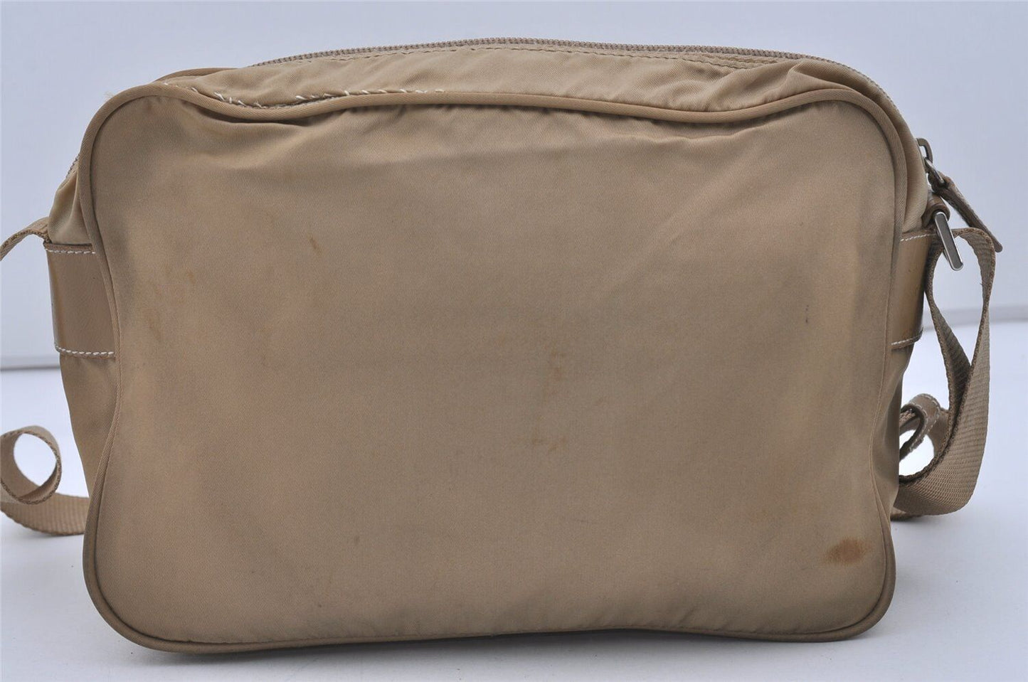 Original/Auth Prada - Tessuto Umhängetasche - Nylon / Leder - Beige