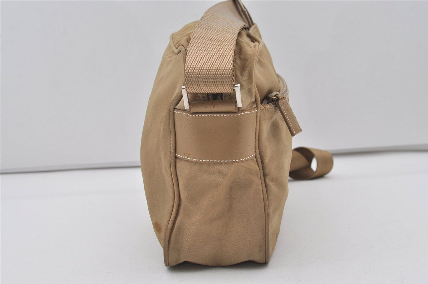 Original/Auth Prada - Tessuto Umhängetasche - Nylon / Leder - Beige