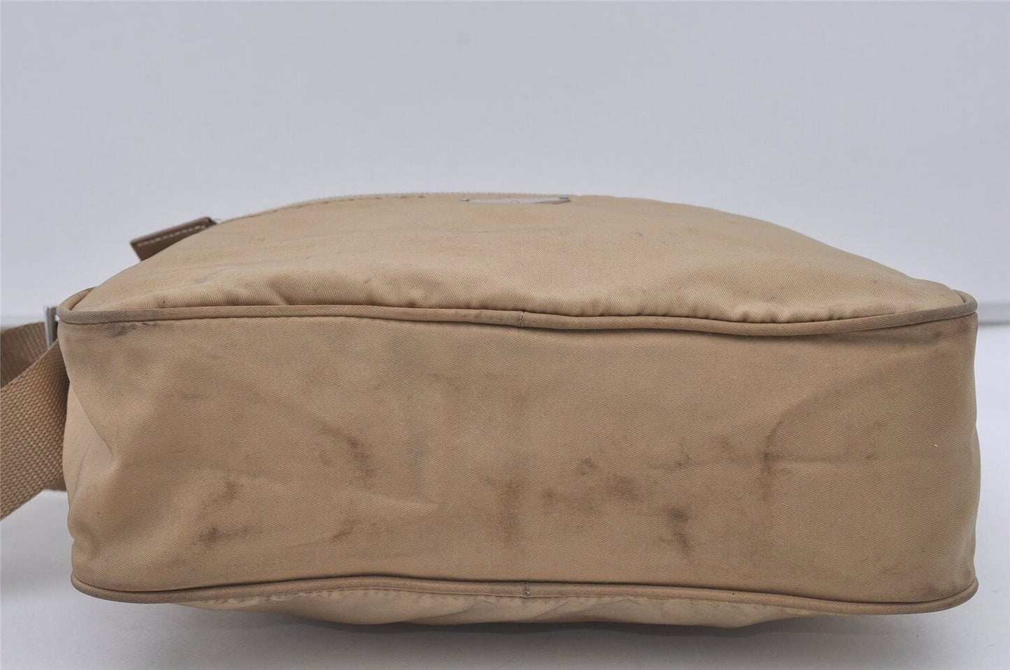 Original/Auth Prada - Tessuto Umhängetasche - Nylon / Leder - Beige