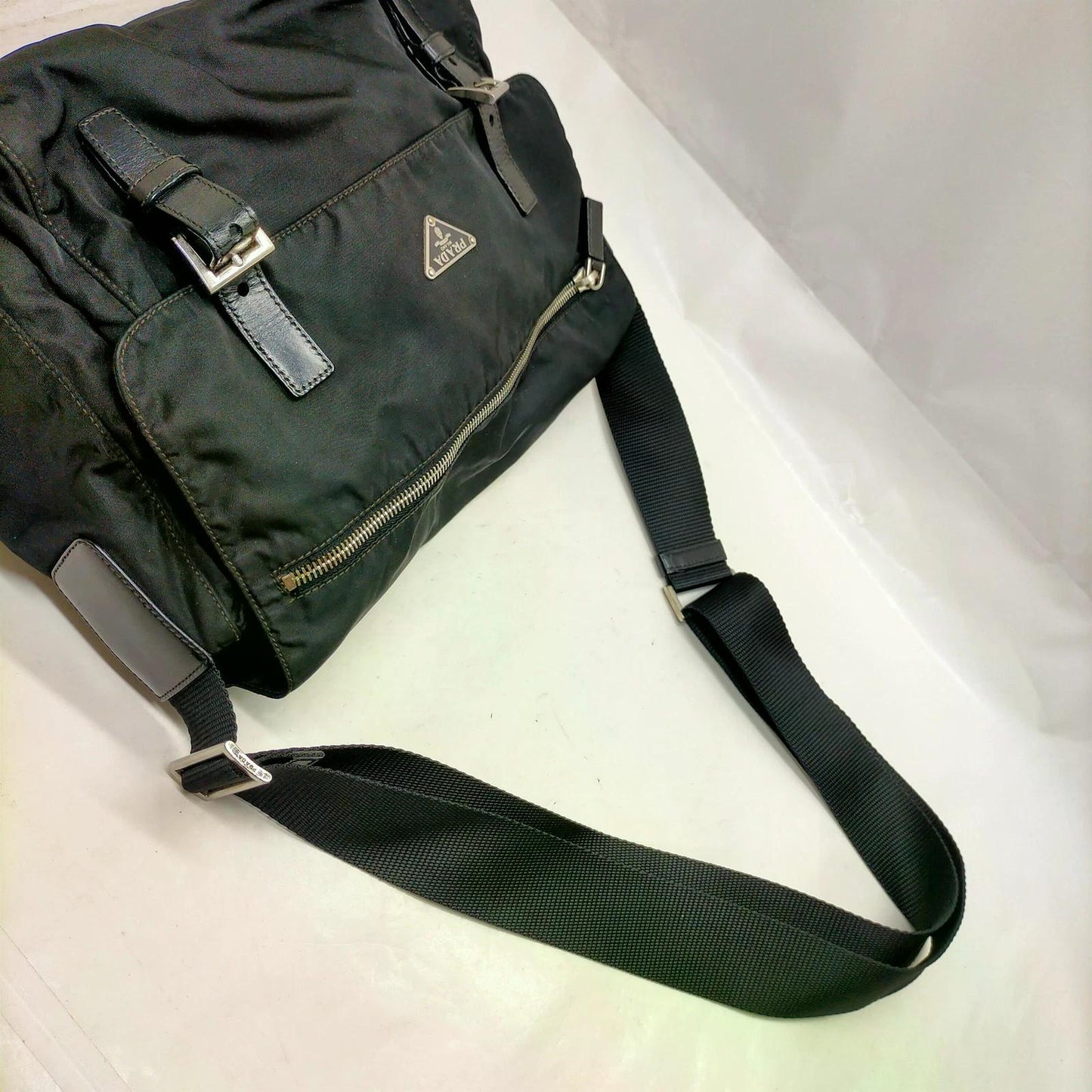 Original/Auth Prada - Crossbody Umhängetasche - Nylon / Leder - Schwarz