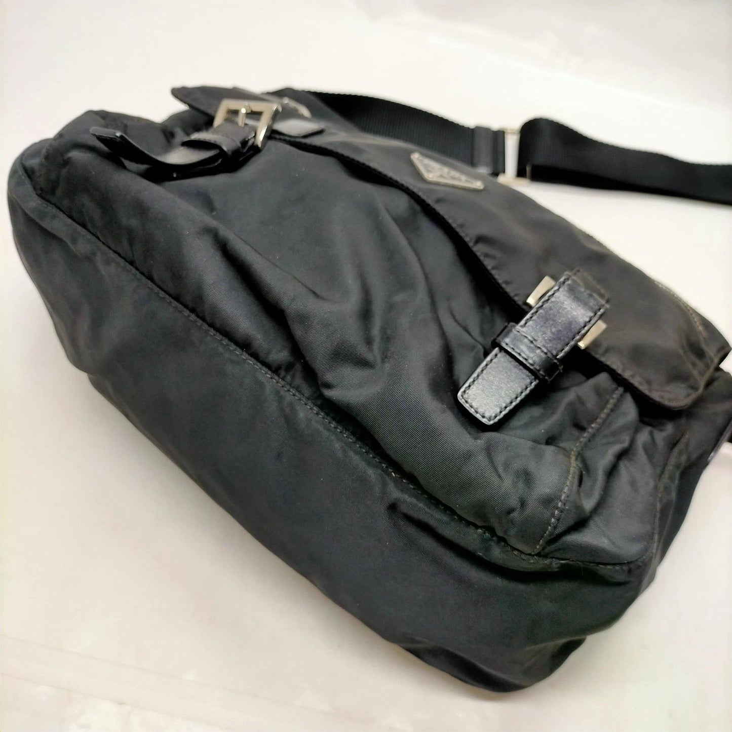 Original/Auth Prada - Crossbody Umhängetasche - Nylon / Leder - Schwarz