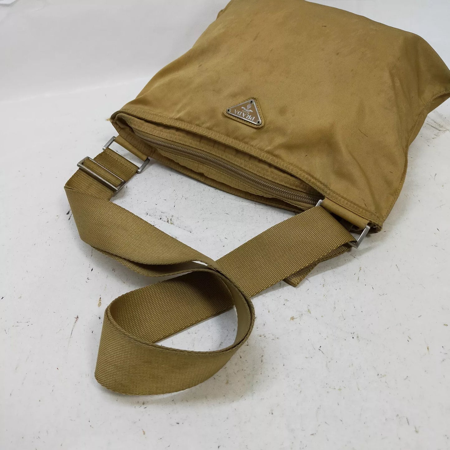 Original/Auth Prada - Tessuto Umhängetasche - Nylon - Beige