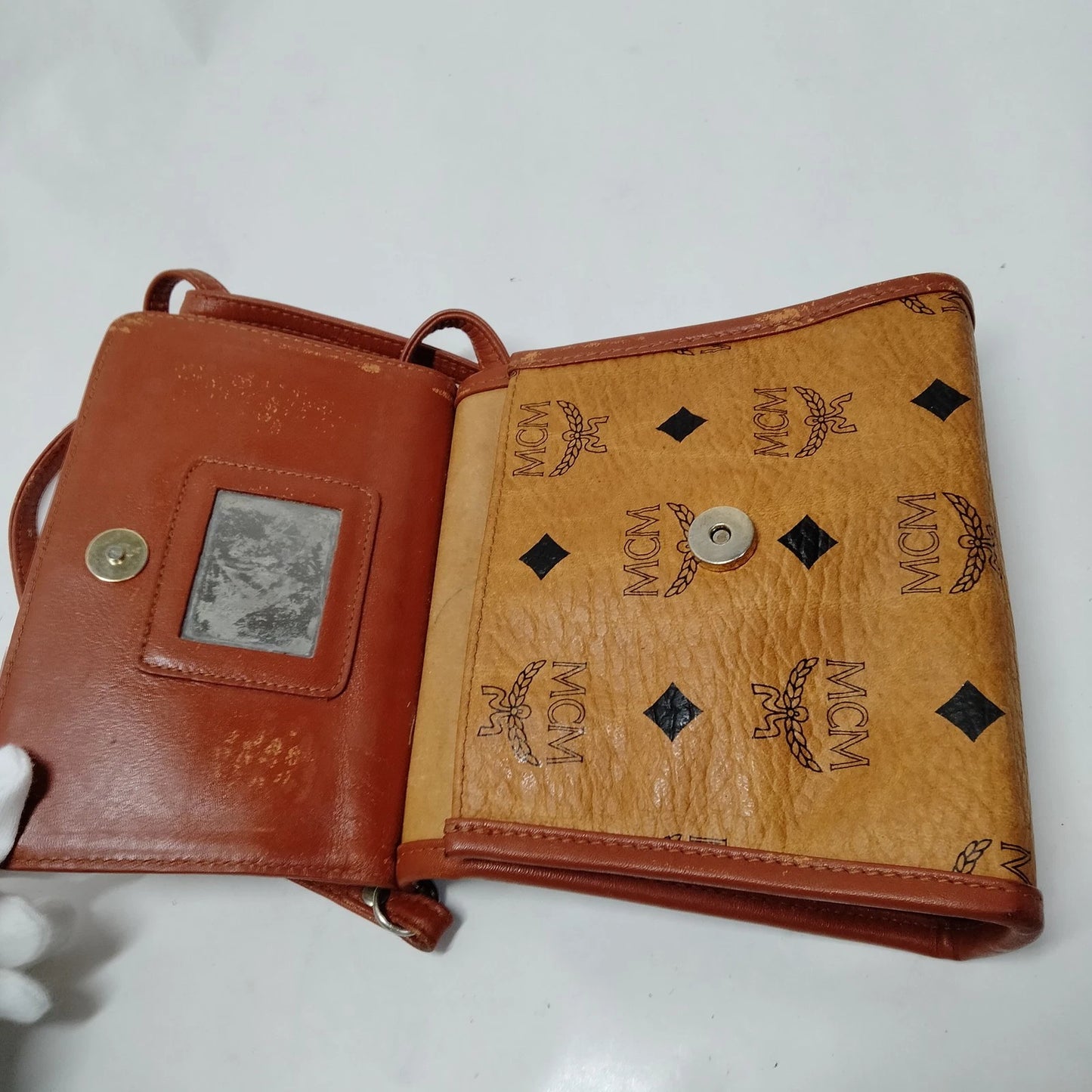 Original/Auth MCM - Vintage Crossbody Bag - Monogramm Canvas mit Leder