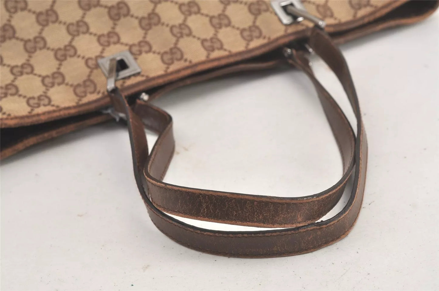 Original/Auth Gucci - Tote Bag Schultertasche - Klassisch - GG Canvas mit Leder
