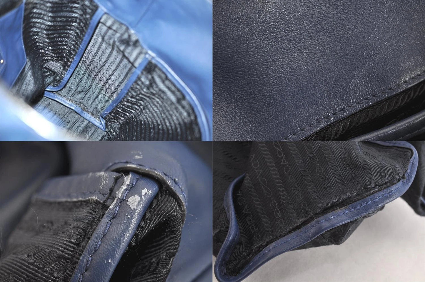 Original/Auth Prada - Schultertasche - Klassisch - Leder - Blau