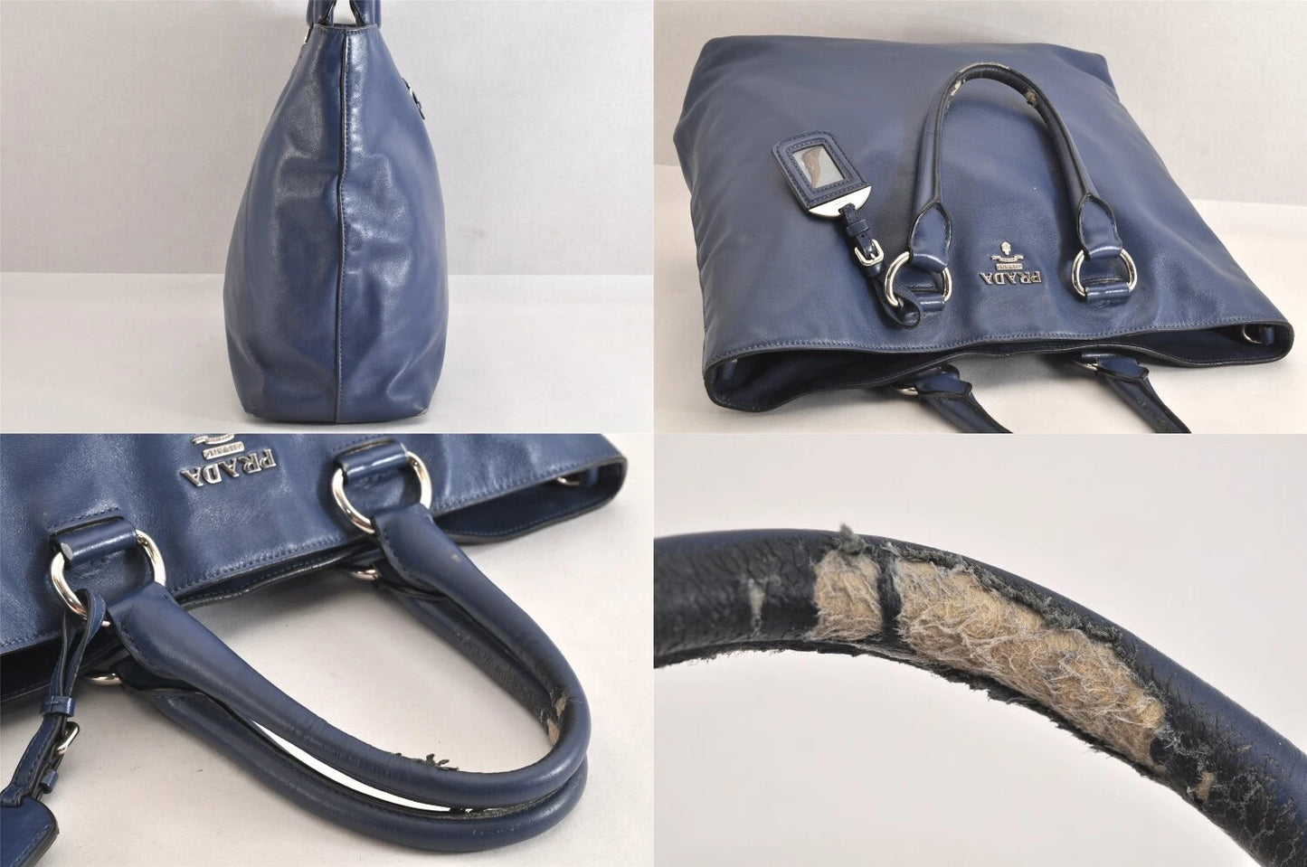 Original/Auth Prada - Schultertasche - Klassisch - Leder - Blau