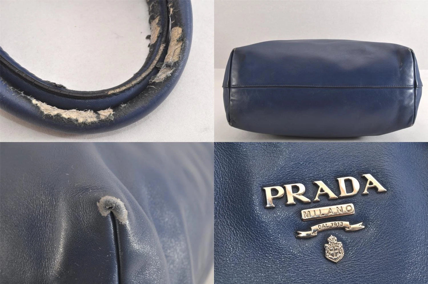 Original/Auth Prada - Schultertasche - Klassisch - Leder - Blau