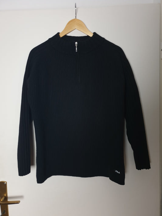 Vintage FILA - Pullover - Ripp Optik - Vintage Italy - Schwarz - Herren - L/XL