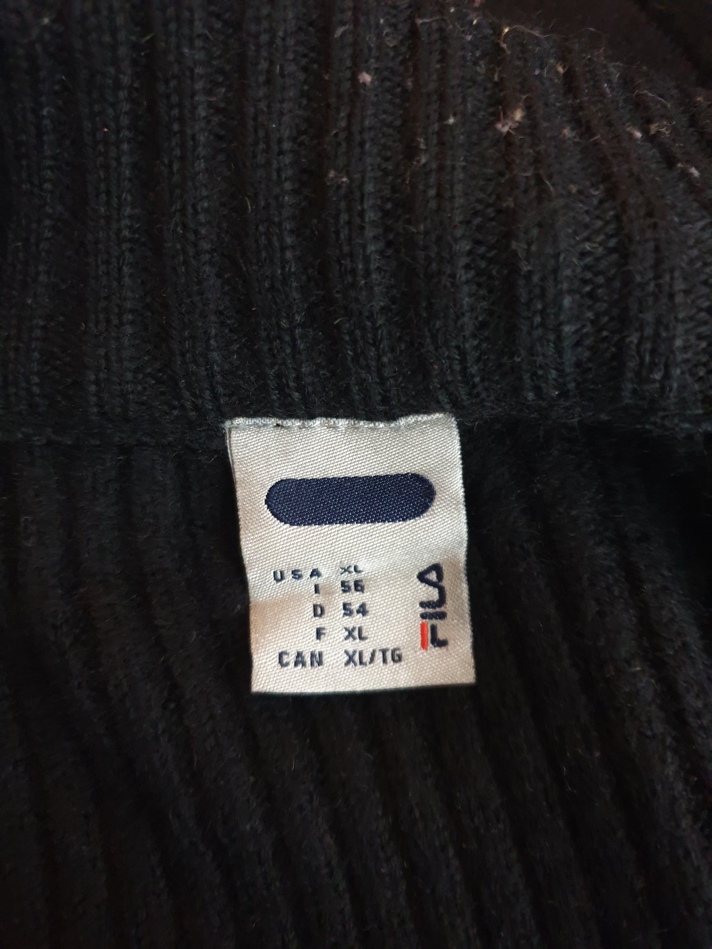 Vintage FILA - Pullover - Ripp Optik - Vintage Italy - Schwarz - Herren - L/XL