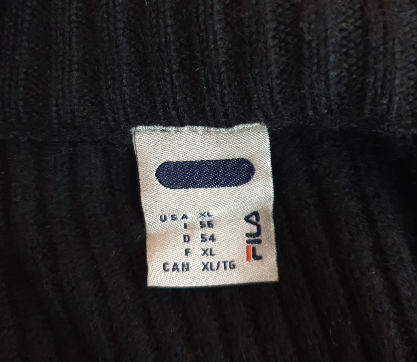 Vintage FILA - Pullover - Ripp Optik - Vintage Italy - Schwarz - Herren - L/XL
