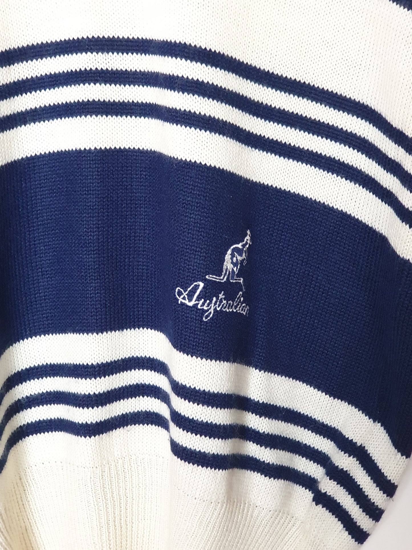 VINTAGE Australian - Pullover - Streifen - Vintage Italy - Blau/Weiß - Herren - L (50)